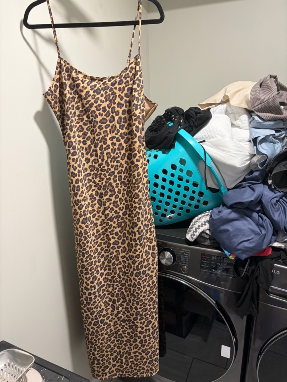 NWT L Tall Leopard Print Slip Dress - Brown & Black